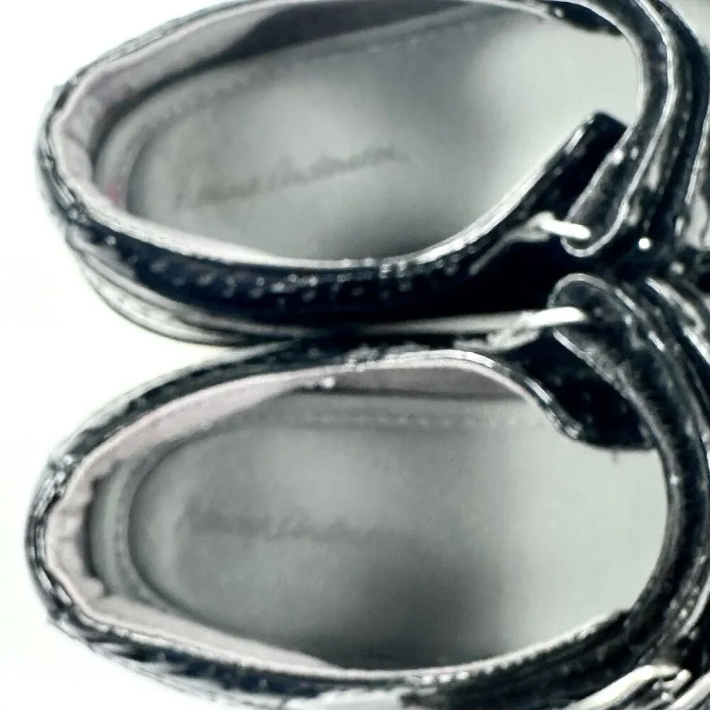 Hanna Andersson Adele Mary Jane Shoes Girls 2.5 Black Faux Patent Leather
